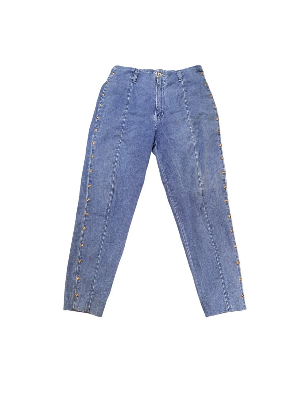 Vintage Helen High Rise Cropped Capri Ankle Denim Studs Retro Pin-Up Fits 6
